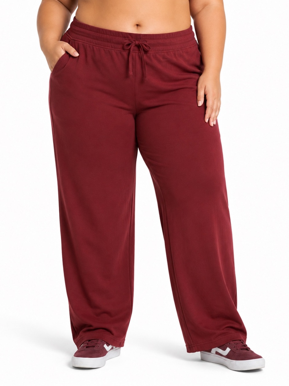 all in motion Women's Modal French Terry Flare Sweatpants Maroon Size XXL